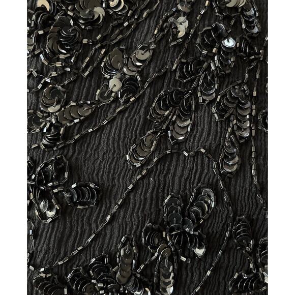 Stenay Silk Vintage Dress 10 Black Sequin Beaded 80’s Whimsigoth Black Romantic - Picture 8 of 9